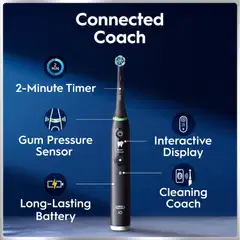 Oral-B iO 6 -sähköhammasharja, Giftset, Musta, 4 vaihtoharjaa, Matkakotelo - 3