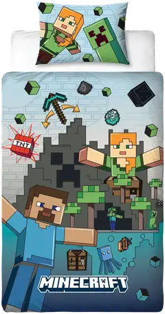 Lasten pussilakanasetti Minecraft 150x210 + 50x60 cm - 1