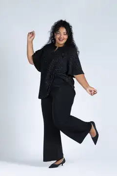 Now Curvy naisten juhlatunika 11861 - Glitter Black - 6