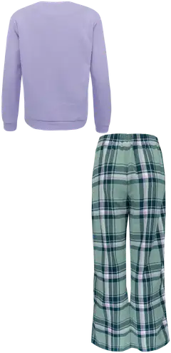Actuelle naisten flanellipyjama 212A382517 - Lsvender/Green check - 2