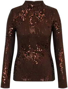WKLY. naisten juhlatrikoopusero paljetti 213W382678 - Copper Brown - 1