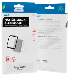 Wave 3D PMMA näytönsuoja, Apple Watch 38mm, Musta Kehys - 1