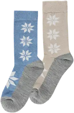 House naisten villapohjasukat 214H322615 2-pack - Lt beige/lt blue - 1