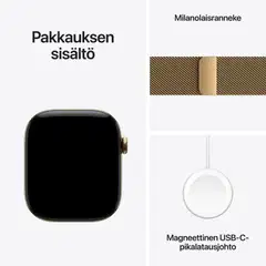Apple Watch Series 12 GPS + Cellular 42 mm:n kiiltokultainen titaanikuori ja kiiltokultainen milanolaisranneke - MJGL4QN/A - 4