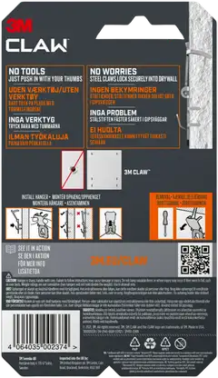 3M CLAW™-taulukoukku kipsilevylle, 30 kg 3PH30-2UKN, 2 ripustuskoukkua - 11