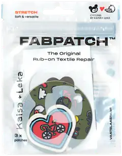 Vaatelaastari FabPatch, STRETCH CYCLING -Vaatelaastari, hankaamalla kiinnittyvä tekstiilien korjauspaikka - 1