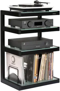 Norstone Esse HiFi Vinyl -levysoitin- ja vinyylikaluste satiinimusta/huurrettu lasi - 2