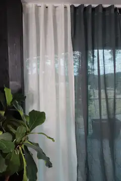 Ihanin pellavaverho 100% tummanharmaa 140 x 280 cm - 6