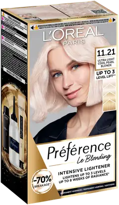 L'Oréal Paris Préférence Le Blonding 11.21 Ultra Light Extra Light Cool Crystal Blonde Erittäin kirkas viileä kristallinvaalea kestoväri 1kpl - 2