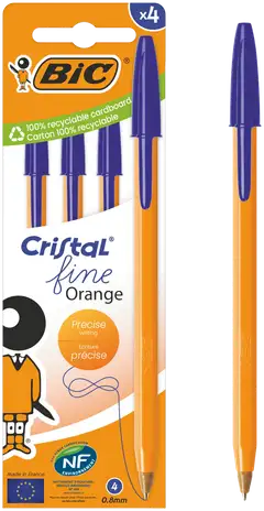 Bic kuulakynä Cristal Orange sinisellä musteella 4 kpl - 1