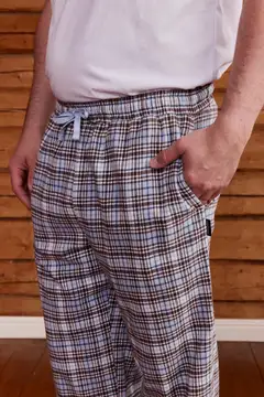 Reino&Aino miesten flanellipyjamahousut Reino - White/blue - 5