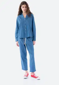 TEX naisten denim-kangashousut I274629 - NAVY - 5