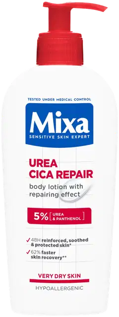 Mixa Urea Cica Repair Vartalovoide, jolla on ihon suojamuuria korjaava vaikutus erittäin kuivalle iholle 250ml - 1