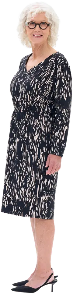 RATIA® naisten pitkähihainen trikoomekko Mirva Texture - Musta/hiekka - 4