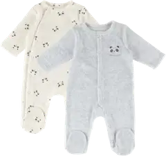 TEX BABY vauvojen terällinen velour-potkupuku I967126 - GREY CHINE - 1