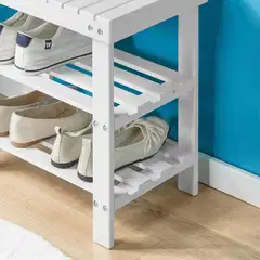 SoBuy kenkäpöytä valkoinen FSR02-K-W - 4