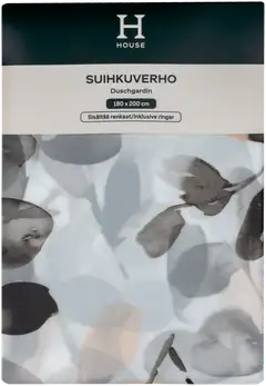 House suihkuverho Leaves 180x200 cm, musta/beige - 4