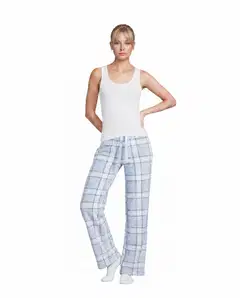 Actuelle naisten fleecehousut 212A382636 - Blue check - 4