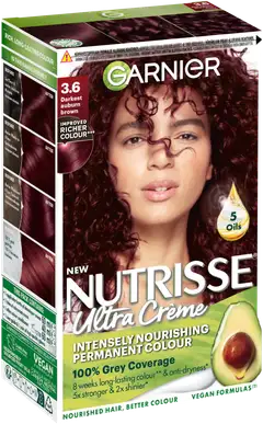 Garnier Nutrisse Ultra Creme 3.6 Darkest Auburn Brown Tumma Punaruskea kestoväri 1kpl - 1