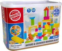Heros rakennussarja Blocks Luonnonväriset ja värikkäät puiset palikat 60 osaa - 4