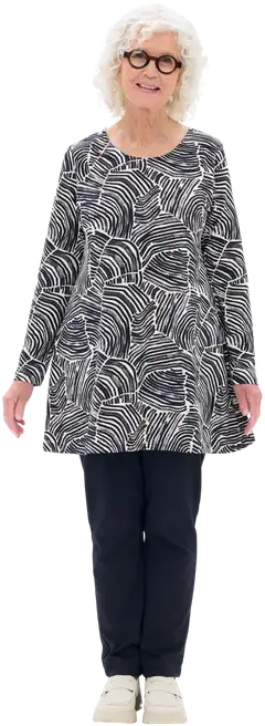 RATIA® naisten pitkähihainen trikootunika Pisara Kalliolla - Musta/hiekka - 3