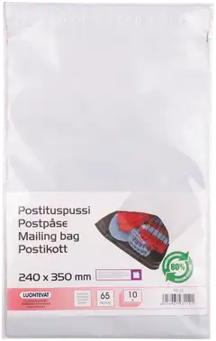 Luontevat postituspussi240x450 mm valkoinen tarrasuljenta 10 kpl - 1