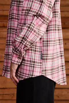 Reino&Aino naisten flanellipaita - pink check - 6