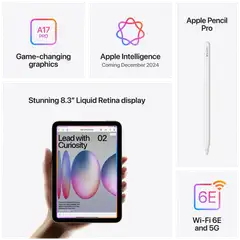 Apple iPad Mini (2024) WiFi + Cellular 256GB Violetti - 8