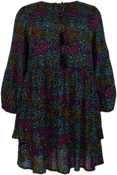 House naisten lyhyt kukallinen tunikamekko 218HP16610, D-mitoitus - BLUE AOP - 1