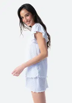 TEX naisten shortsipyjama I279928 - white 2 - 5