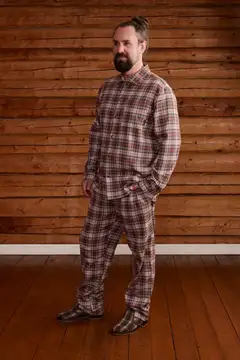 Reino&Aino miesten flanellipyjama Reino - Brown - 4