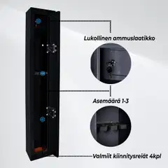 Trekker asekaappi 3 aseelle as300, musta - 3