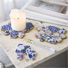 Creativ Company Askartelusetti Kintsugi, Lasinalunen, sininen, kulta, vaaleanpunainen, valkoinen, 1pkk/ 1 pkt - 4