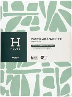 House pussilakanasetti Lehtiruutu 8970 150 x 210 +55 x 65 cm vihreä - 2