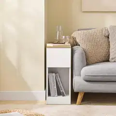SoBuy yöpöytä valkoinen ja luonnonväri FBT162-WN - 2