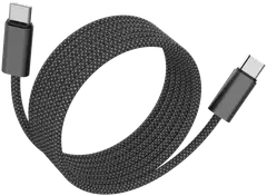 Wave Punottu magneettinen 100W datakaapeli, USB Type-C -> USB Type-C (480 Mbps), 1,5m, Musta - 4
