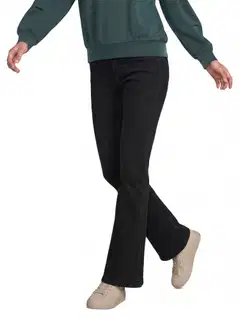 WKLY. naisten flare leg -farkut, matala istuvuus, koristeelliset läppätakataskut 222W282680 - Black denim - 1