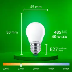 Philips Ultra Efficient LED-lamppu 2.3W P45 E27 2700K 485LM huurrettu - 3