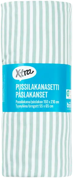 Xtra pussilakanasetti Lykke 150 x 210 cm + 55 x 65 cm vihreä/valkoinen - 2