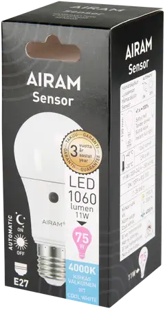 Airam Sensor Led vakio opaali 10,7 W E27 1100 lm 4000 K box - 2