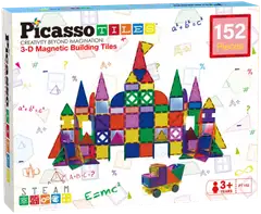 PicassoTiles lelu magneettinen rakennussetti 152 osaa - 1