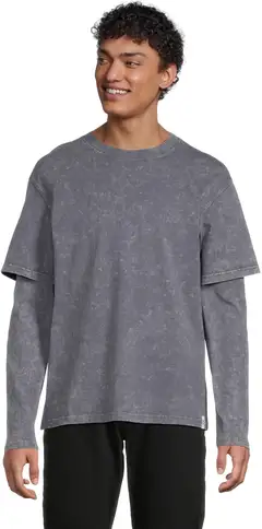 WKLY. miesten trikoopaita double-layer 195W482502 - d.grey washed - 1