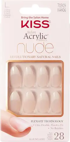 Kiss Nails Salon Acrylic Nude French 28 kpl kynsisetti, KAN06 - 1