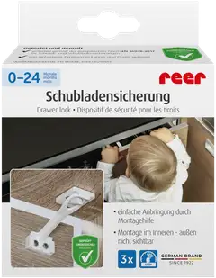 Reer lapsilukko laatikkoon ja oveen 3 kpl valkoinen - 1