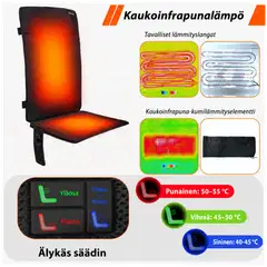 Thermrup kauko-infrapunalämmitteinen istuinalusta akulla ja älykkäällä lämpötilansäädöllä, 50 × 125 cm - 2