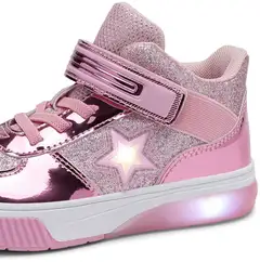 Dinsko lasten vilkkulenkkarit Jona Blink Star - Pink glitter - 4