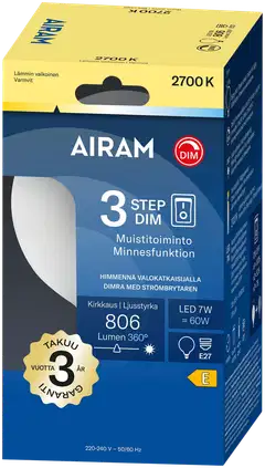 Airam LED Onni 3-step opaali 360° globe-95 E27 2700K 806lm - 2