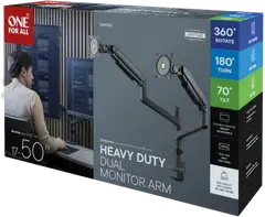 One For All DM5210 Heavy Duty Monitorivarsi kahdelle näytölle, musta - 6