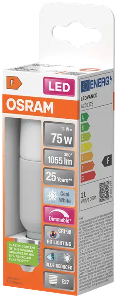 Osram LED-lamppu Stick 11W 4000K 1055lm E27 himmennettävä - 3