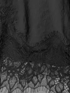 WKLY. naisten lyhyt satiinihame, pitsisomiste helmassa 144223 - BLACK - 6